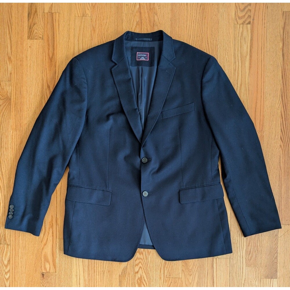 UNTUCKit Sports Coat Suit Jacket Blazer Men's 44 R Solid Navy Wool